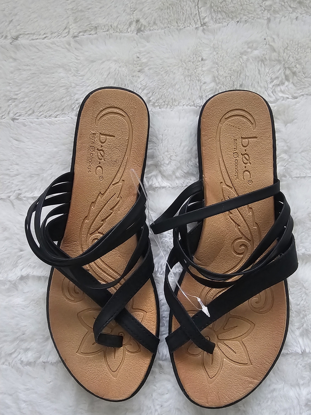 b.o.c. Black Strappy Slide Sandals for Women